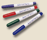 Four erasable markers with activity boards